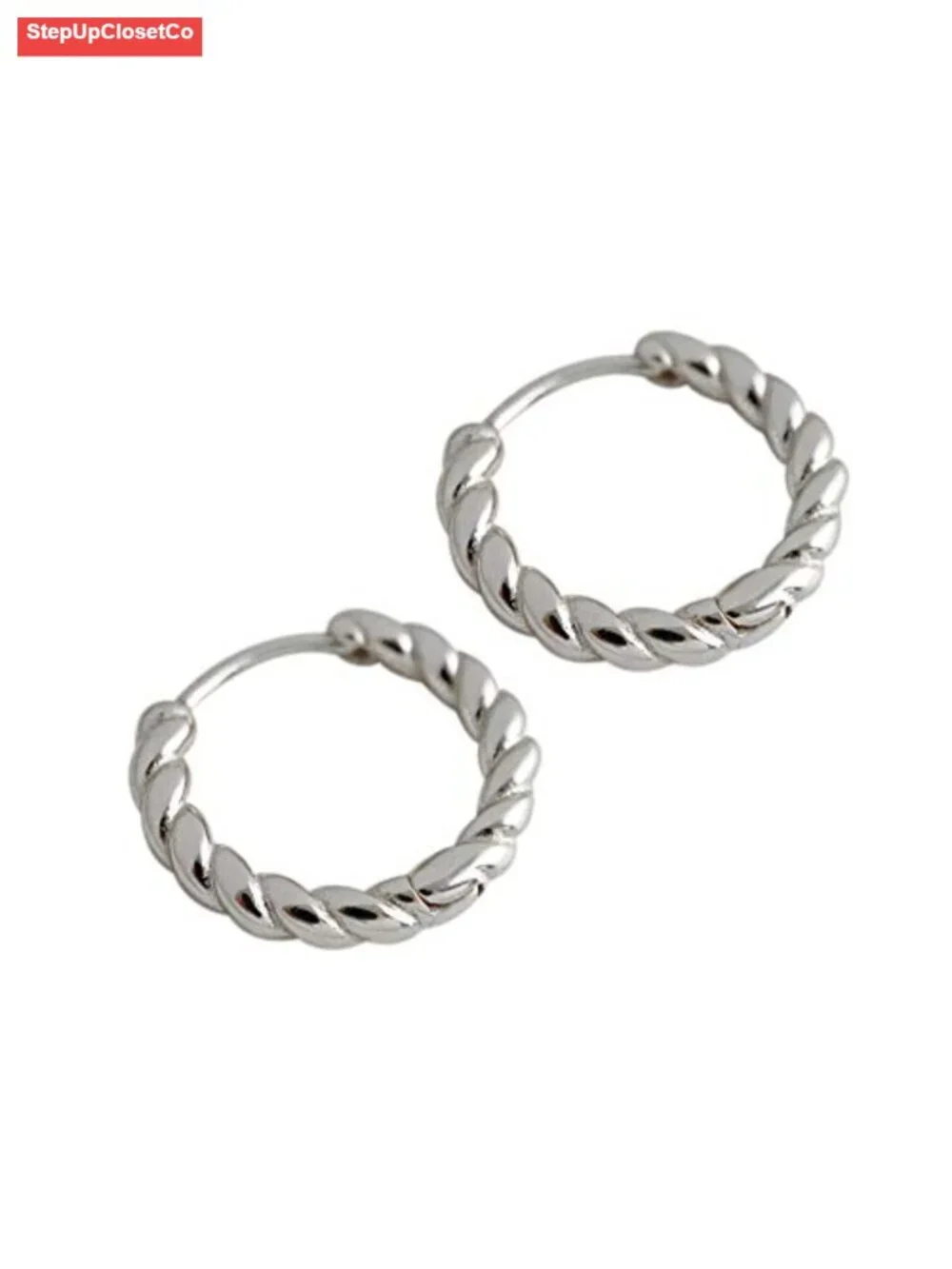 S925 Sterling Silver Twist Knot Rope Small Hoop Earrings Hypoallergenic Sleeper